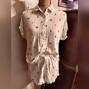 2 FOR $8!!! PJ Set-Hint Of Halloween Button Down